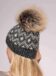 Aspen Grey Beanie Knitted Hat with Fur Pompom in Dark Grey