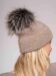 Lenora Knitted Hat with Pompom in Oatmeal color