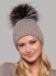 Zoe Beanie Knitted Hat with Fur Pompom in Oatmeal Color
