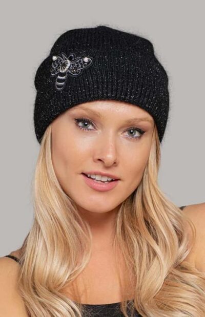 Ellie Beanie with Embroidered Bee Design