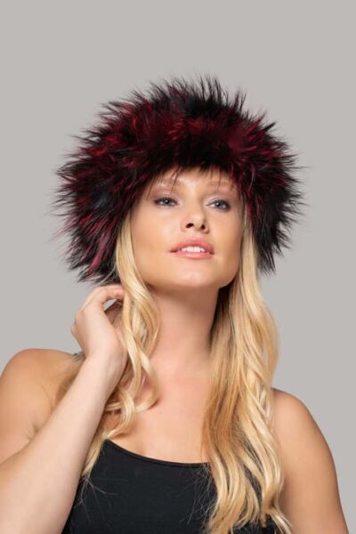 Molly Silver Fox Headband in Red Black color