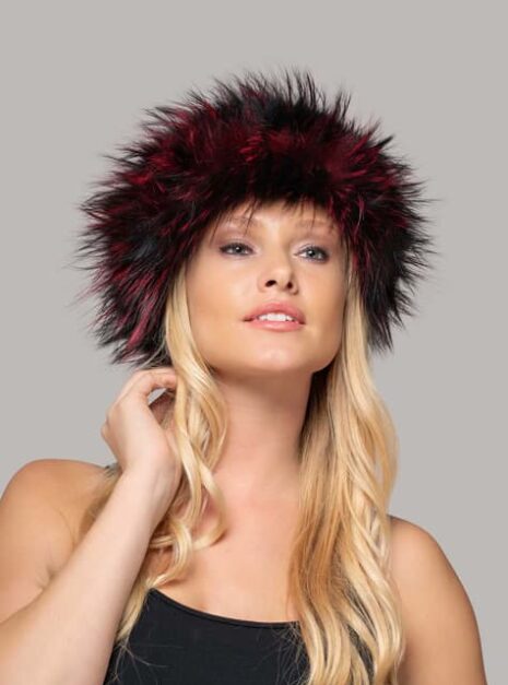 Molly Silver Fox Headband in Red Black color